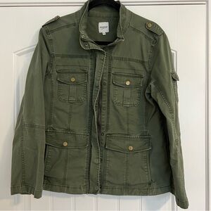 Kensie Olive Green Utility Field Jacket Full Zip with Snaps